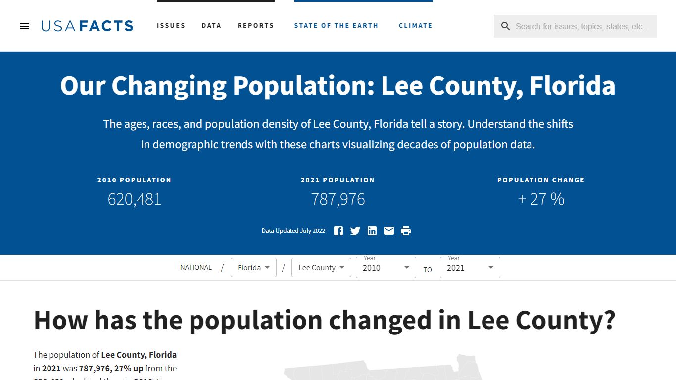 Lee County, FL population by year, race, & more | USAFacts